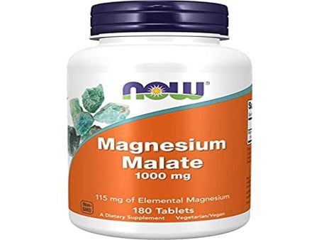 Now Foods, Malato de Magnesio, 1.000mg, 180 Tabletas veganas, Probadas en Laboratorio, Sin Gluten, Sin Soja, Vegetariano Embalaje Deteriorado (Cad: 31 08 2027) Online now