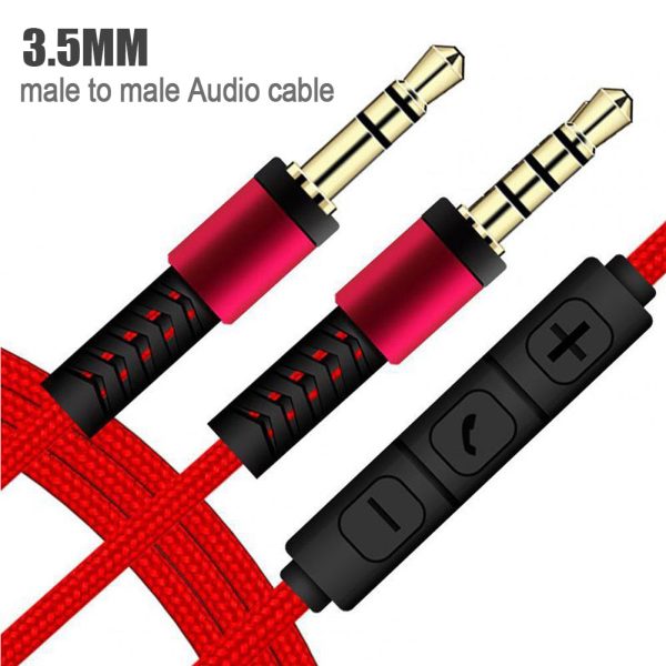 1.2m 3.5mm to 3.5mm Male to Male Stereo Audio Aux Cable Headphone Cord with Press Key Volume Control Mic Hot on Sale