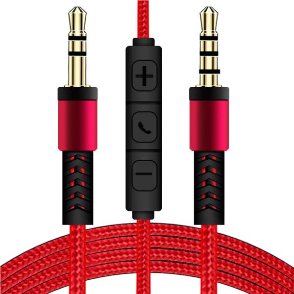 1.2m 3.5mm to 3.5mm Male to Male Stereo Audio Aux Cable Headphone Cord with Press Key Volume Control Mic Hot on Sale