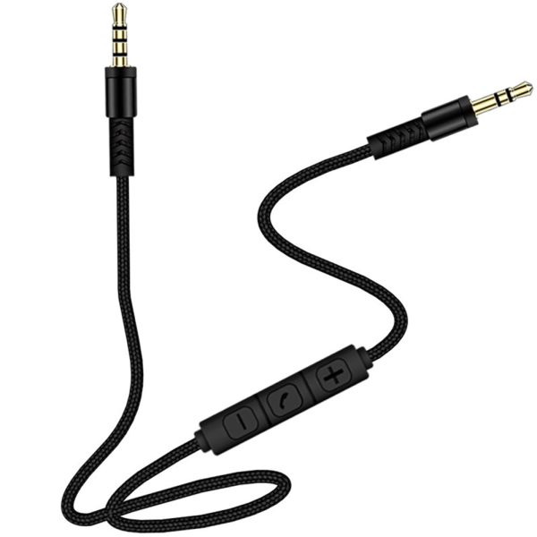 1.2m 3.5mm to 3.5mm Male to Male Stereo Audio Aux Cable Headphone Cord with Press Key Volume Control Mic Hot on Sale