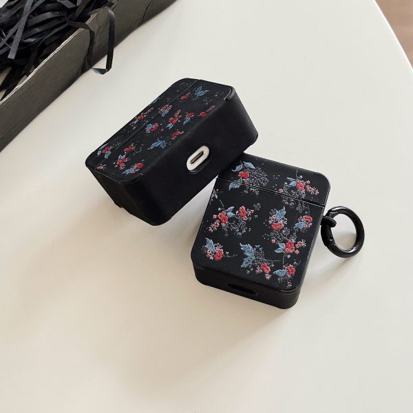 For Apple AirPods Pro   Pro 2 Flower Pattern Earphone Case Leather+TPU Earbud Cover with Ring Buckle Discount